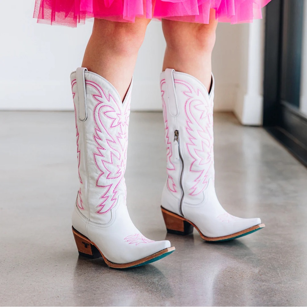 LANE SMOKESHOW White and Pink Cowgirl Western Boot LB0526C